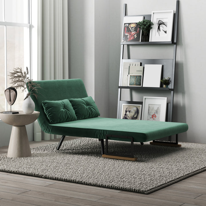 4-i-1 sovesofa med sovefunktion, fløjlslook, 183x98,5 cm, grøn