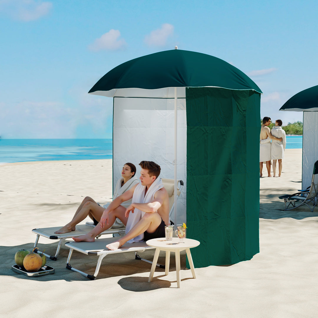 Strandparasol med sidepanel, polyester, mørkegrøn, 2,2 x H2,2m