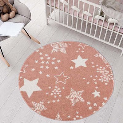 Børnetæppe Stars Anime 9387 Pink 120x120 cm Rund