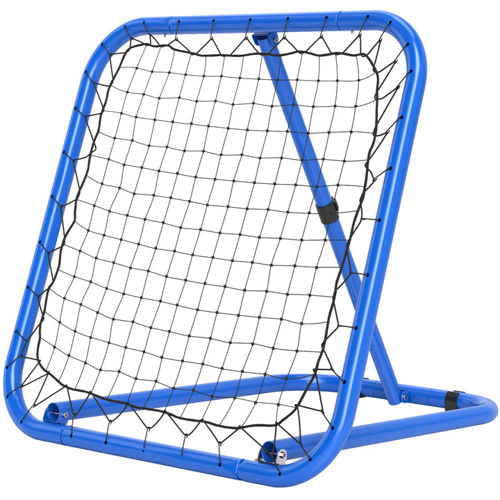 Fodbold reboundernet, foldbart, rebound wall, justerbar i 5 niveauer, metal, 78 x 84 x 65-78 cm, blå