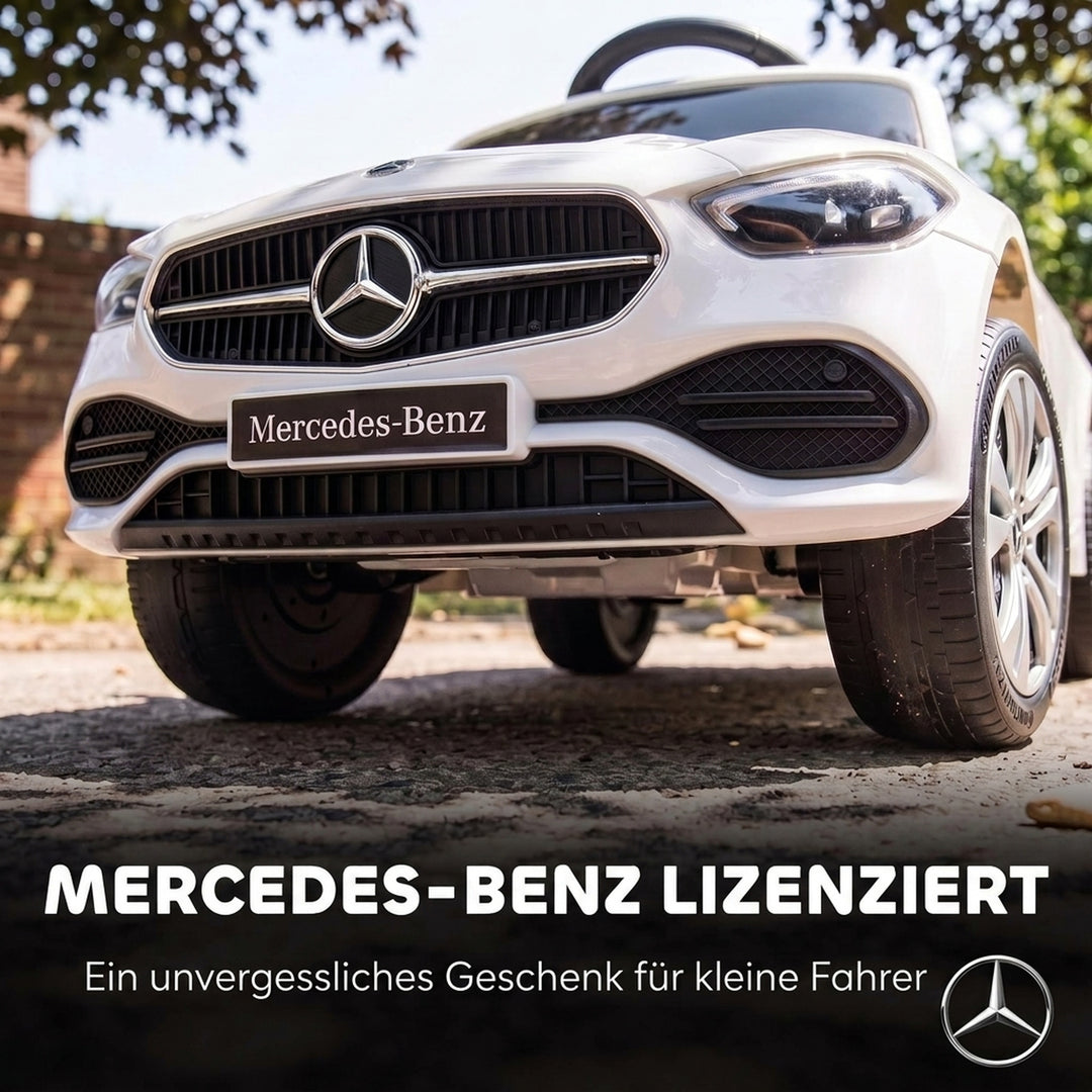 3-i-1 kørebil med skubbebøjle Mercedes-Benz hvid