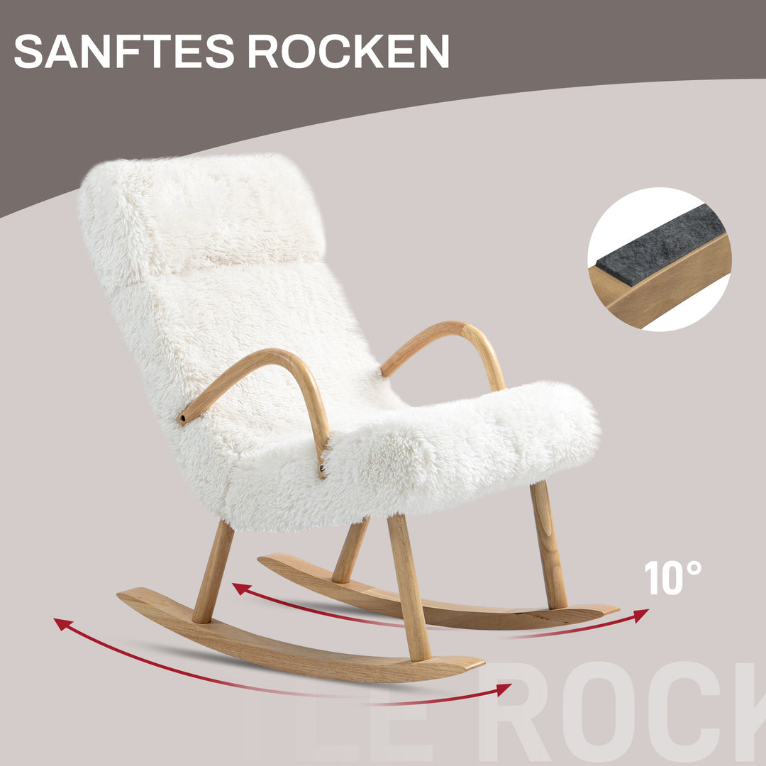 Gyngestol, justerbar nakkestøtte, blød polstring, 58x114x109 cm, hvid