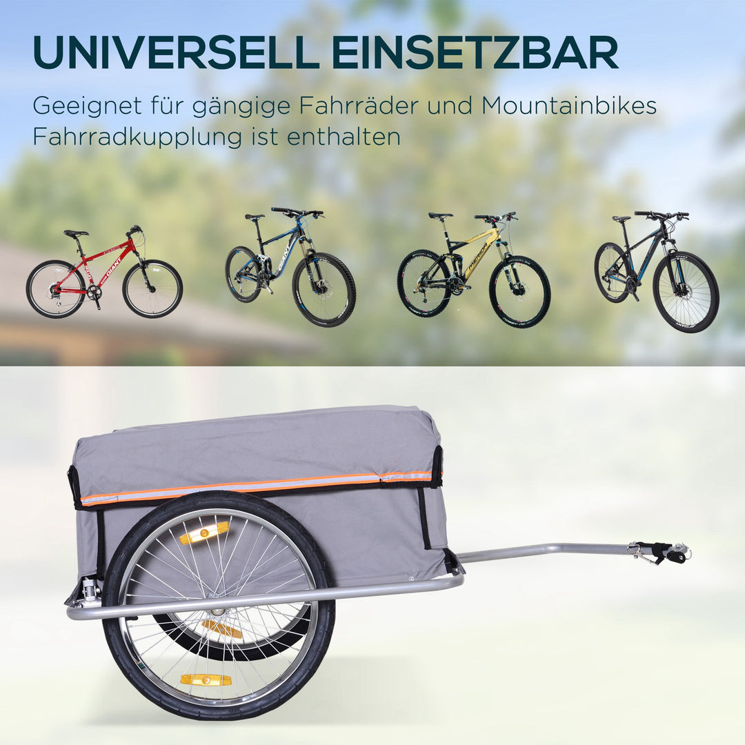 Sammenklappelig cykeltrailer, lasttrailer med kobling, transporttrailer med en lasteevne på op til 40 kg, transporttrailer til cykler og trækvogne, 140 x 88 x 60 cm
