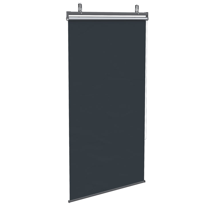 Lodret markise, højdejusterbar, kædetræk, inkl. kroge, 124 cm x 222 cm, mørkegrå