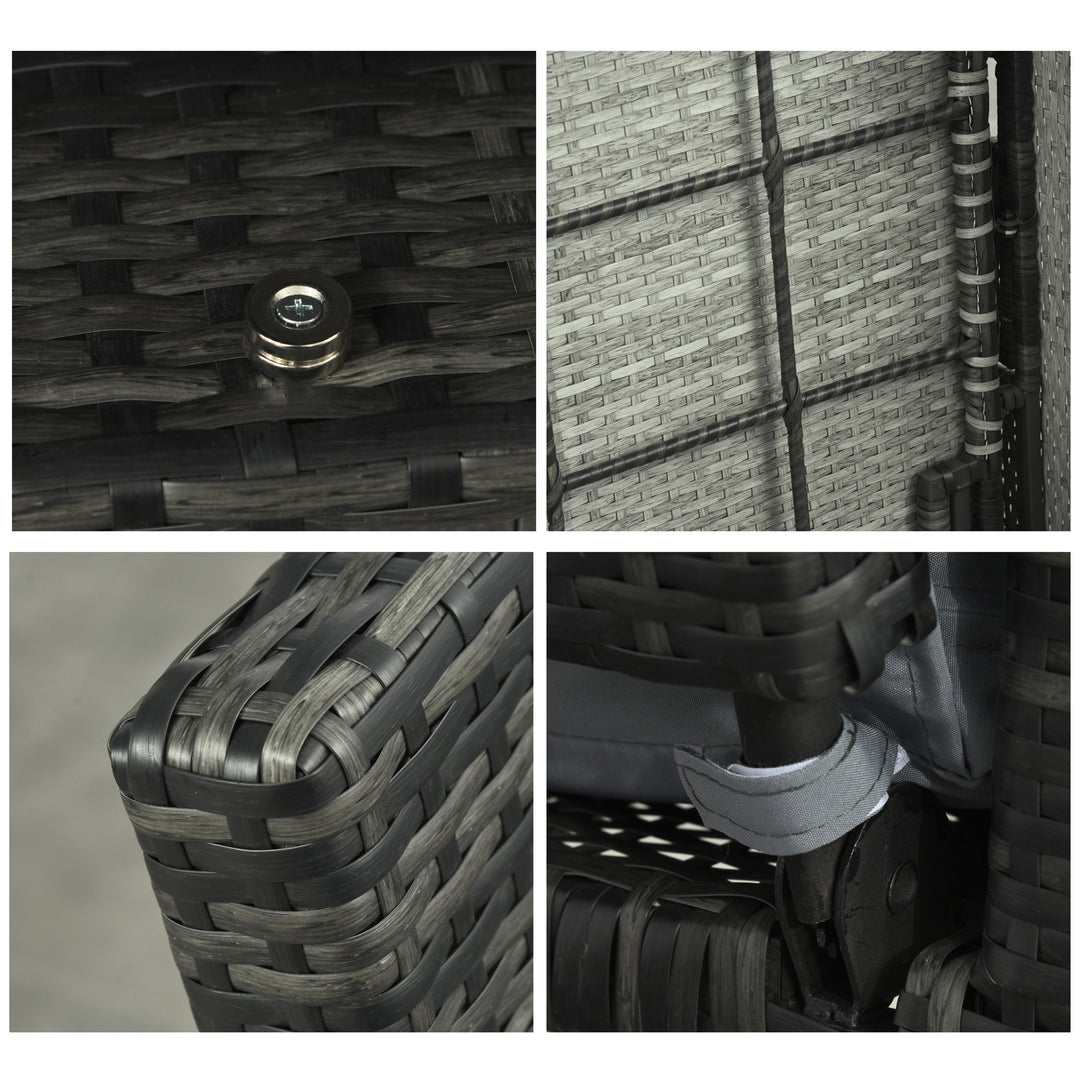 Havesofa med lænefunktion, udtrækkelig fodskammel med opbevaringsplads, sædehynde, grå, 130 x 72 x 96 cm