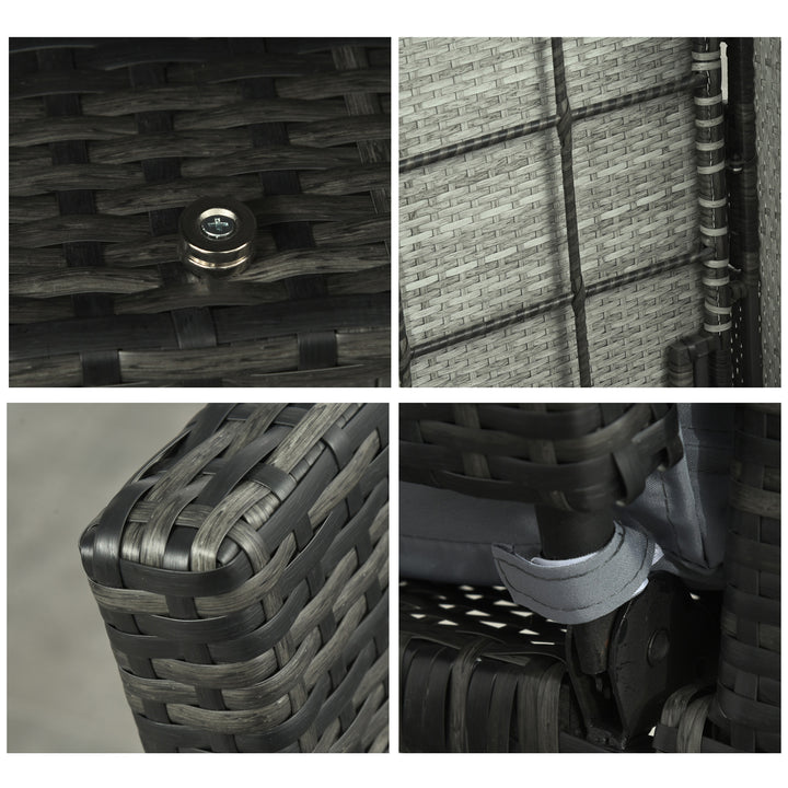 Havesofa med lænefunktion, udtrækkelig fodskammel med opbevaringsplads, sædehynde, grå, 130 x 72 x 96 cm