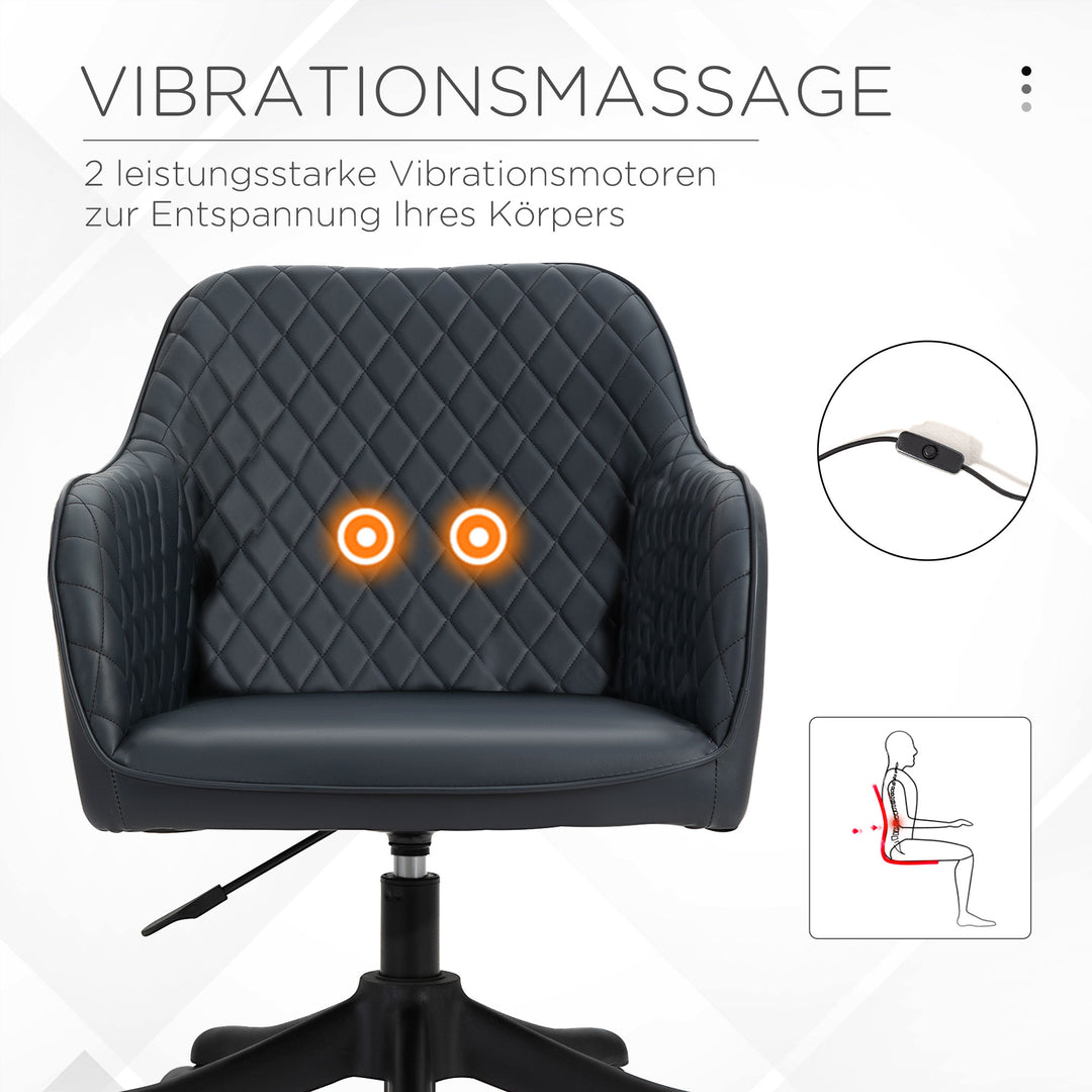 Massage kontorstol skrivebordsstol computerstol drejestol arbejdsstol med vibrationsfunktion usb trin massagefunktion lændepude armlæn 78-86 cm højdejusterbar antracit