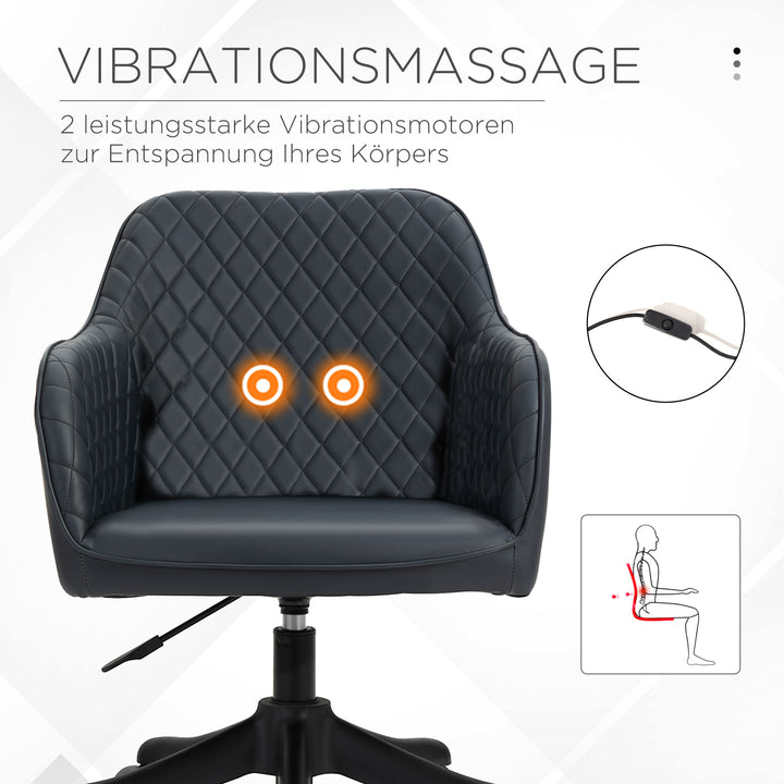 Massage kontorstol skrivebordsstol computerstol drejestol arbejdsstol med vibrationsfunktion usb trin massagefunktion lændepude armlæn 78-86 cm højdejusterbar antracit