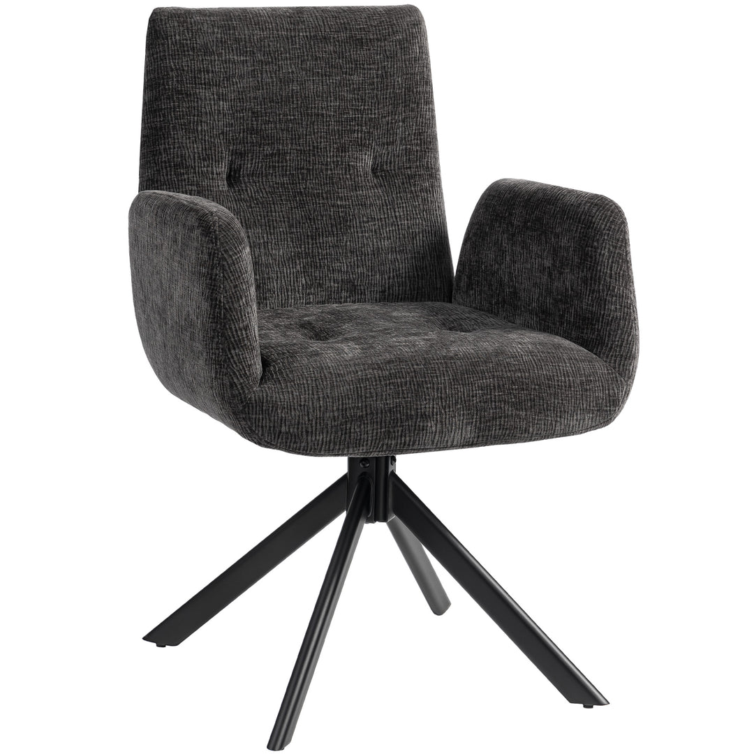 Polstret lænestol, accentstol, moderne design, drejelig, op til 120 kg, sort