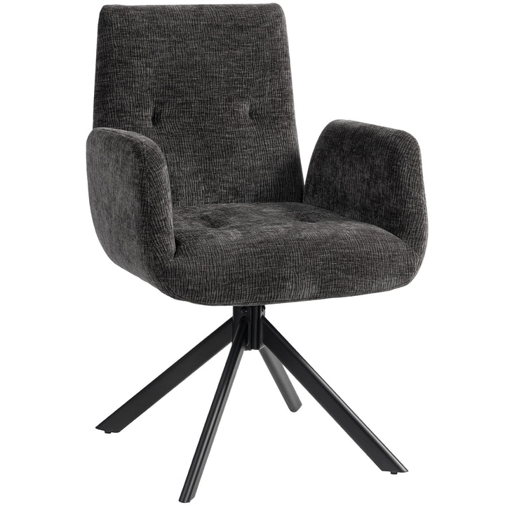 Polstret lænestol, accentstol, moderne design, drejelig, op til 120 kg, sort