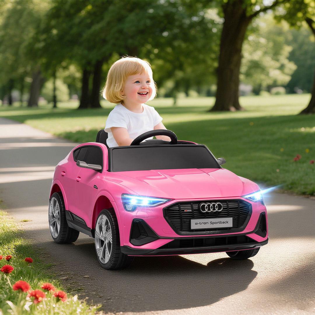 Elektrisk børnebil 12V elbil Audi E-tron elbil med fjernbetjening, sikkerhedssele, til 3-5 år