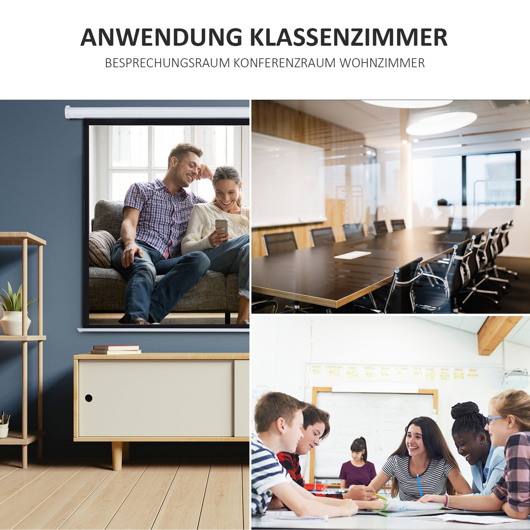 Projektorlærred, projektionslærred, 100 tommer, 4:3, 203 x 152 cm, hvid