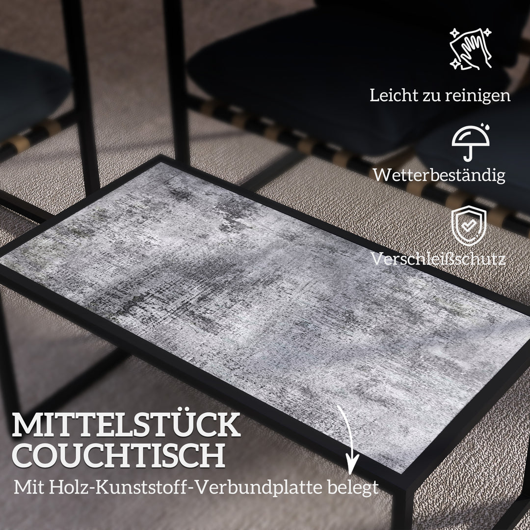 4-Delt havemøbelsæt, udendørsmøbelsæt, 2 lænestole, 2-personers sofa, 1 bord, polstret, stål, polyester, grå