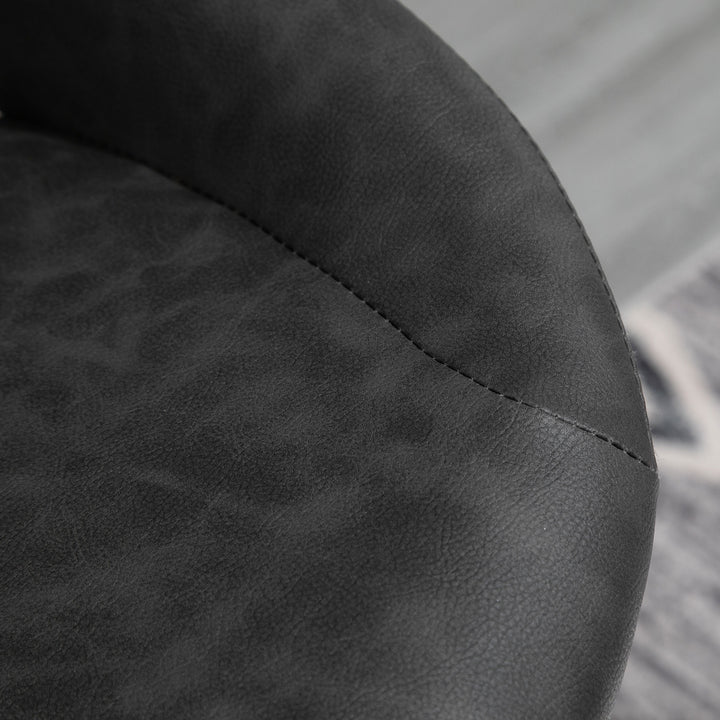 Barstolsæt med 2, læderlook, drejelig, højdejusterbar, fodstøtte, metalstel, 44 x 49 x 90-110 cm, grå