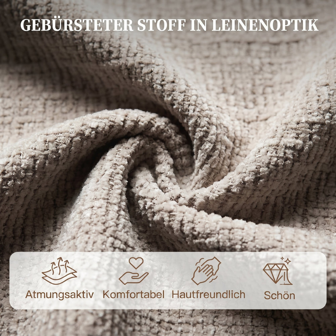 Elektrisk drejelig lænestol til voksne, lænestol med stof i linned-look og opladningsporte, beige