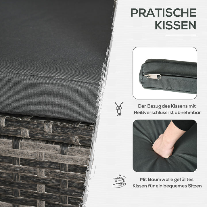 Balkonmøbelsæt til 2 personer, rattan havesæt, polyrattan, mørkegrå