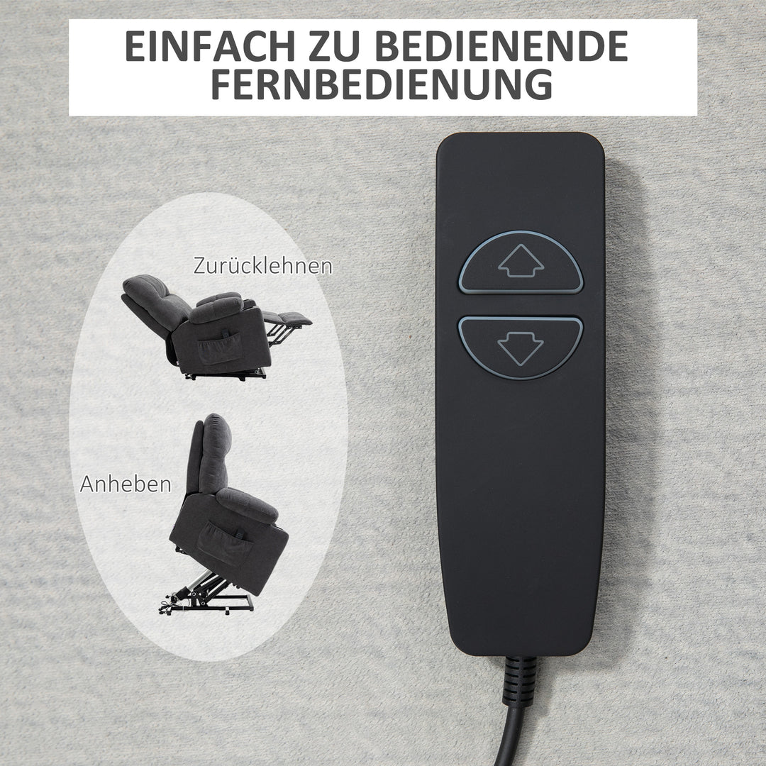 Hvilestol til seniorer med fjernbetjening, 144 cm x 91 cm x 88 cm, mørkegrå