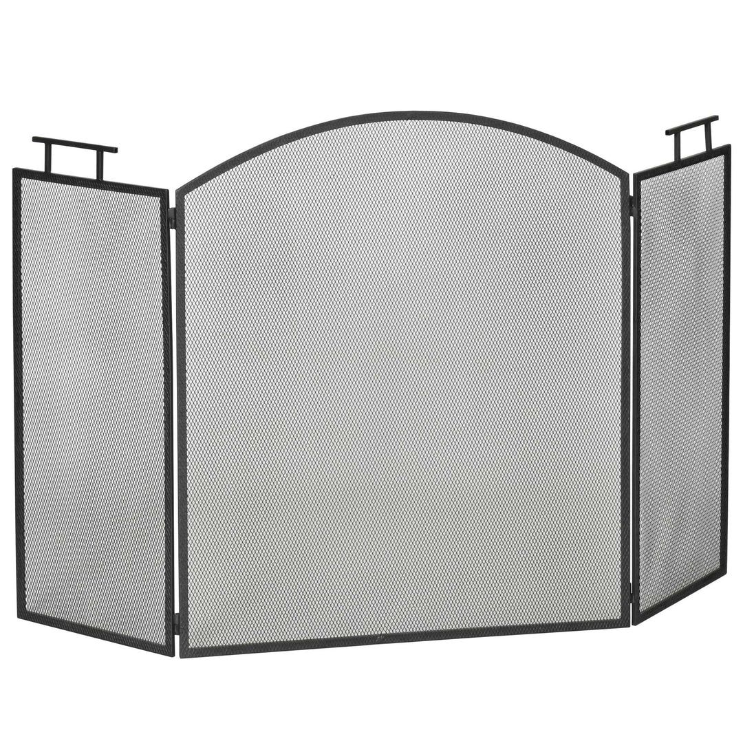 Sammenklappelig brandskærm, brandbeskyttelsesskærm til pejs, brandskjold, brandbeskyttelsesskærm til pejs, beskyttelsesskærm til komfur, metal, 110 x 24 x 76,5 cm, sort
