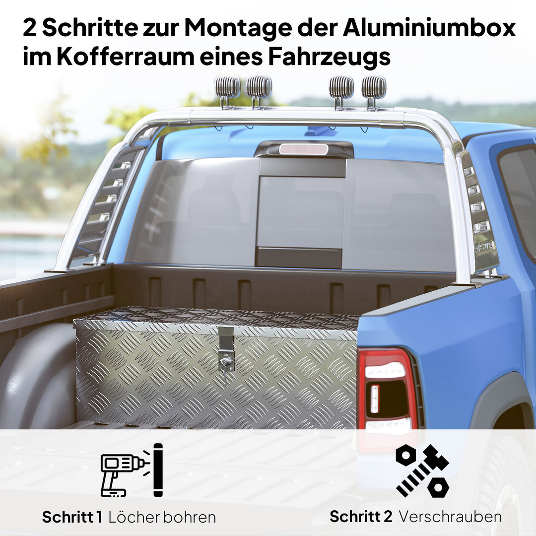 Værktøjskasse, værktøjskasse, med lås, to bærehåndtag, aluminium, 76 x 33 x 25 cm