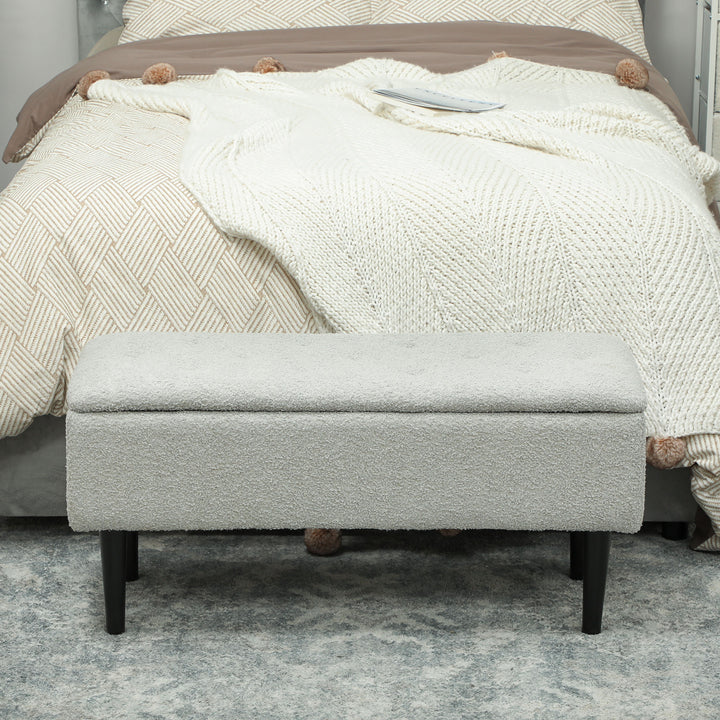 Opbevaringsbænk, op til 120 kg, fløjlslook, 95x38x45 cm, grå