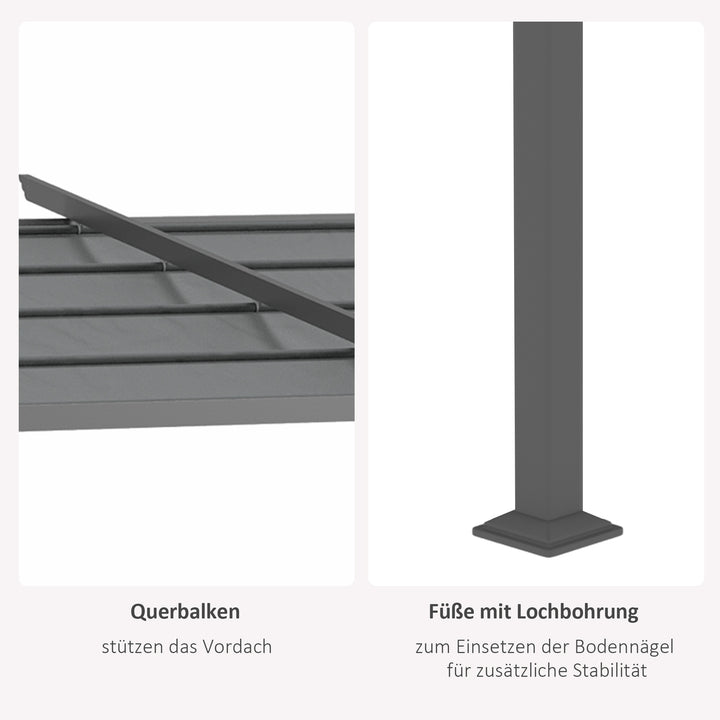 Pergola, inklusive monteringsbeslag, udtrækkeligt tag, 3,97 m x 2,95 m x 2,3 m, mørkegrå
