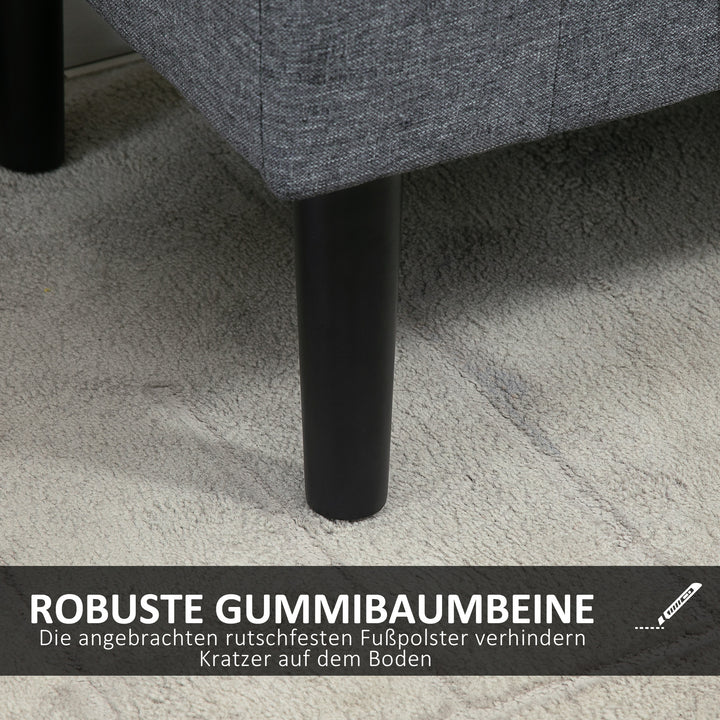 Opbevaringsbænk, polstret bænk, belastningskapacitet op til 130 kg, hørlook, gummitræ, 116 x 44 x 58 cm, lysegrå