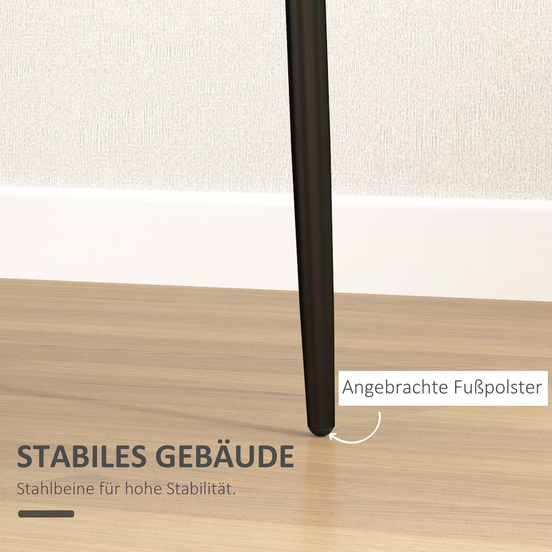 Sæt med 4 spisebordsstole, armløse design, stofbetræk, metalben, sort