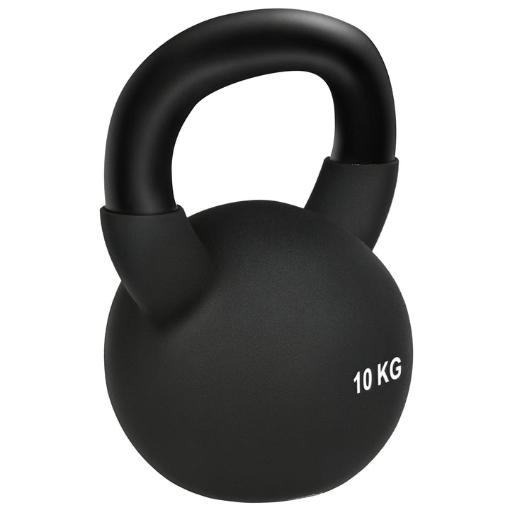 Kettlebell, 10 kg, med plastbelægning, stål, sort, 19 x 12 x 22 cm