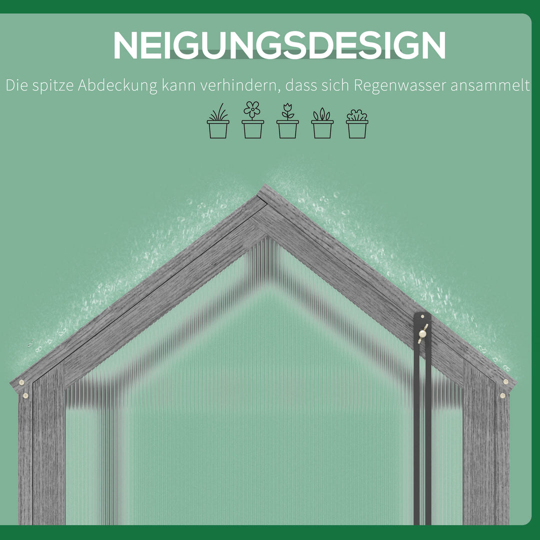 Mini-drivhus med polycarbonatpaneler og ventilationshul, 90 x 52 x 50 cm, grå