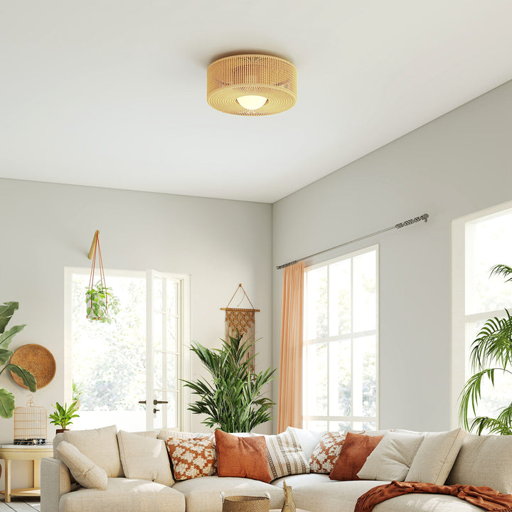 Loftlampe, Boho loftlampe, ophængt med G9 LED-fatning, rund lampeskærm af hampreb