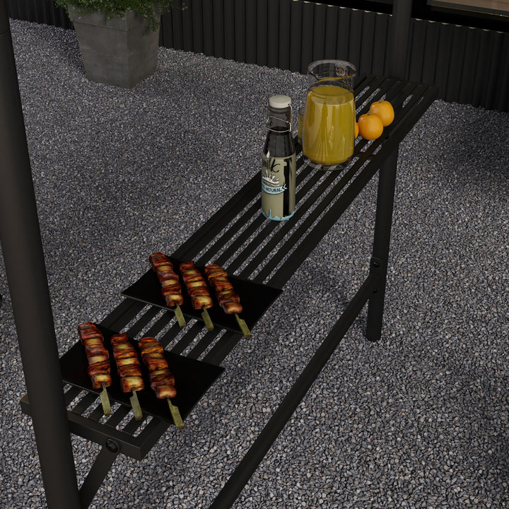 Bbq-telt med grilltag, vejrbestandigt, inklusive sidelommer, 277 x 149 x 230 cm, mørkegrå