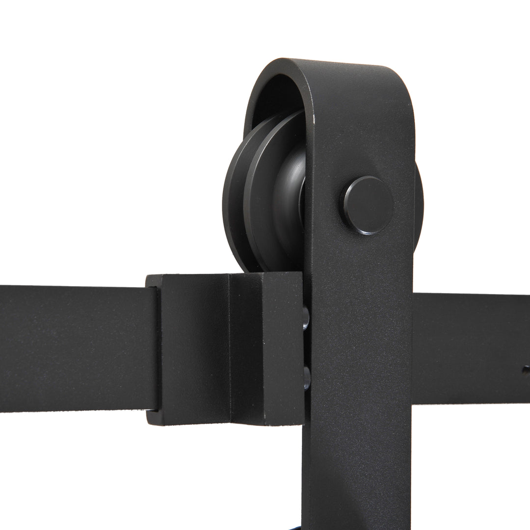 Skydedørsskinnesæt, op til 90 kg, kulstofstål, 200 cm, sort, inklusive værktøj