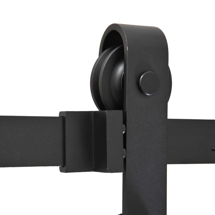 Skydedørsskinnesæt, op til 90 kg, kulstofstål, 200 cm, sort, inklusive værktøj