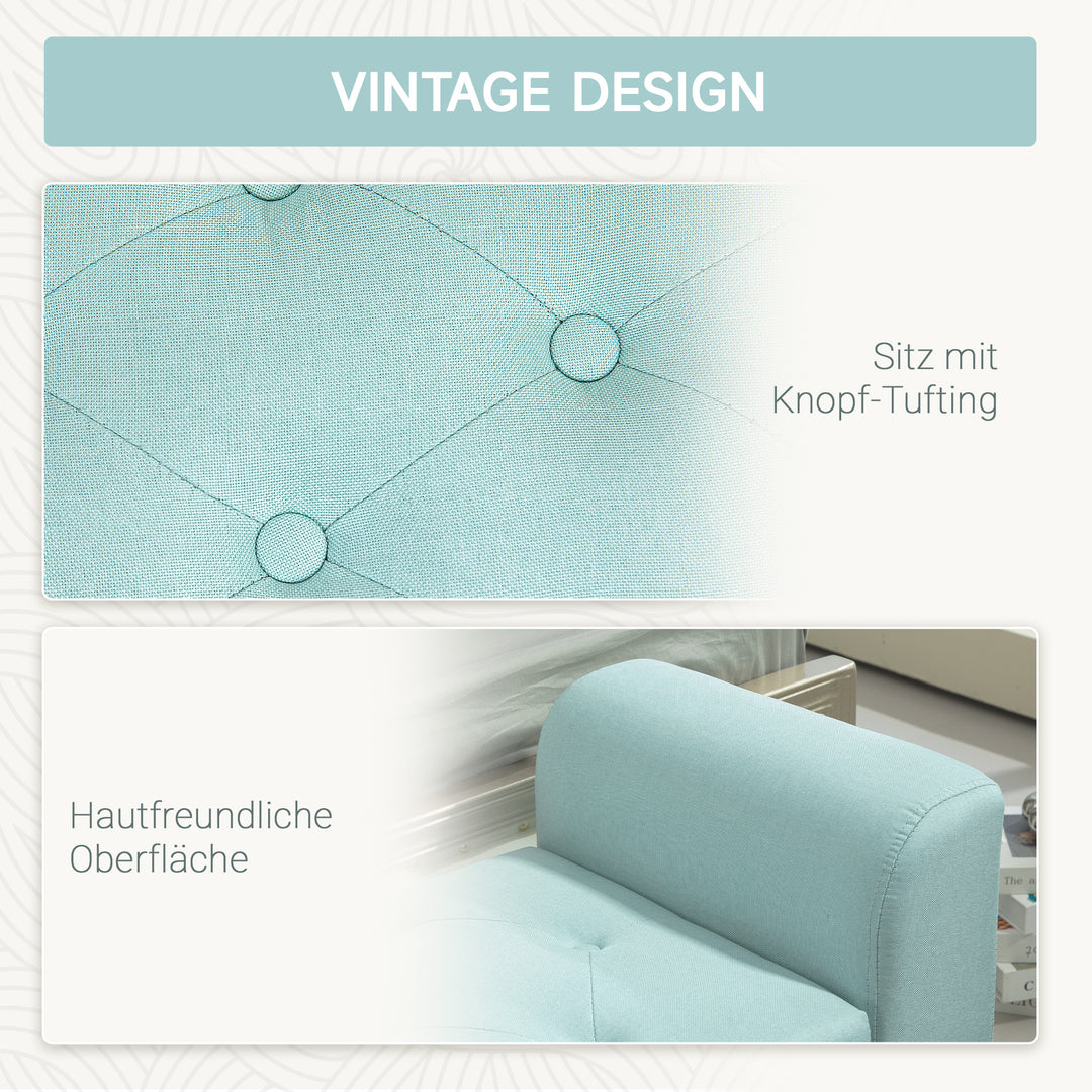 Bænk med opbevaringsplads, polstret bænk, lasteevne op til 130 kg, linnedlook, gummitræ, 116 x 44 x 58 cm, grøn