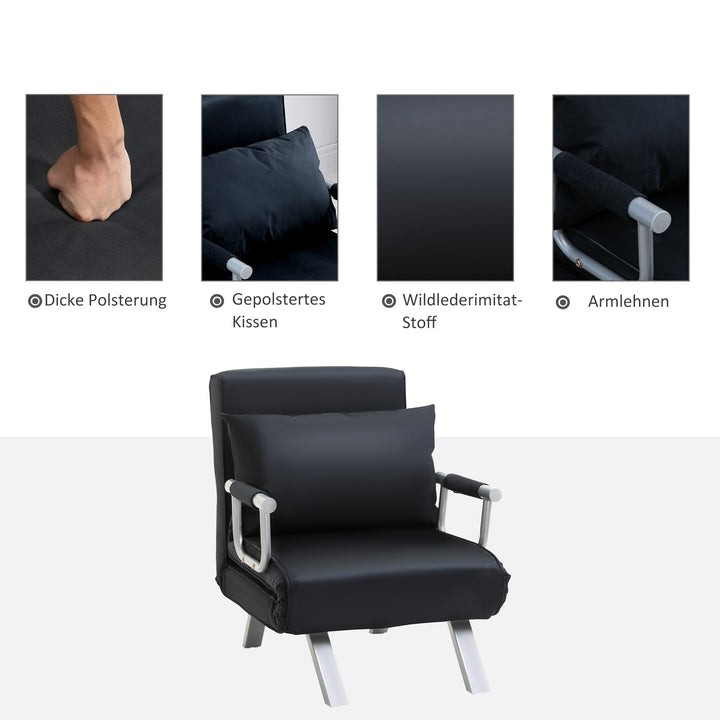 3-I-1 sovesofa, gæsteseng, lænestol inklusive hynder, sort