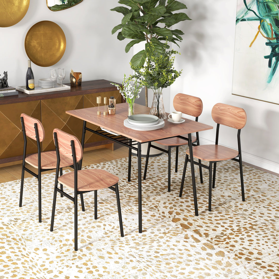Spisebordsæt med stole spisebord, industrielt design, 110 cm x 70 cm x 75 cm, brun