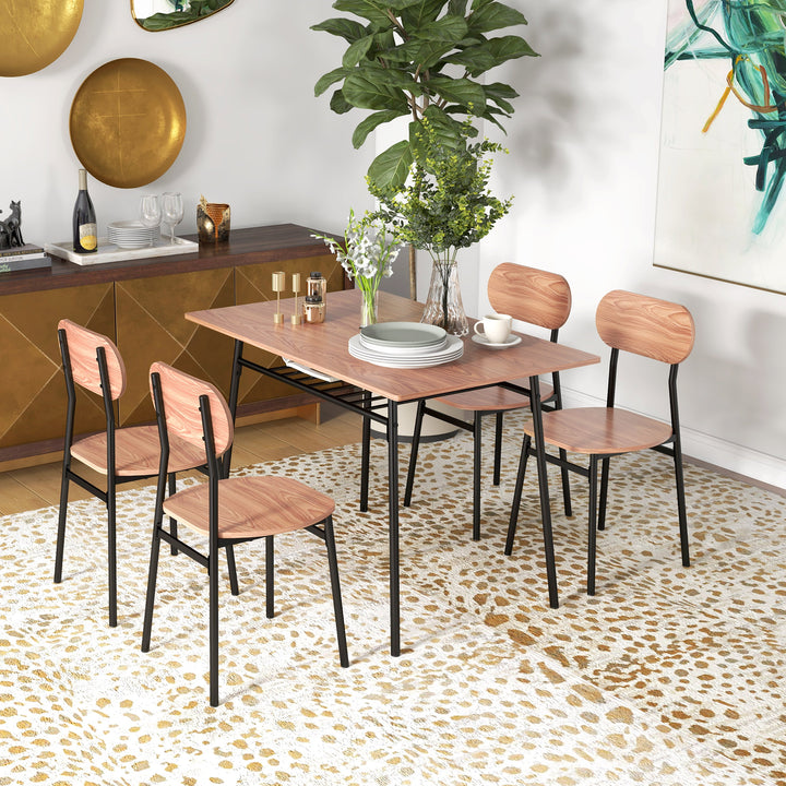 Spisebordsæt med stole spisebord, industrielt design, 110 cm x 70 cm x 75 cm, brun