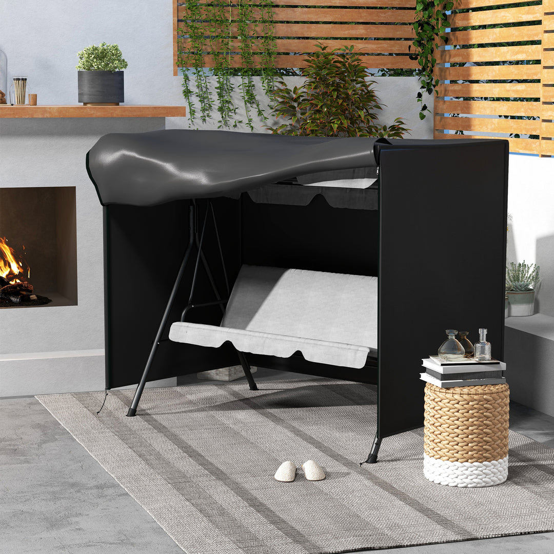 Havegyngeovertræk, beskyttelsesovertræk til verandagynge, vandtæt, 205 x 124 x 164 cm, sort