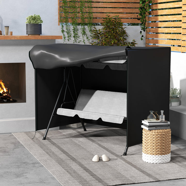 Havegyngeovertræk, beskyttelsesovertræk til verandagynge, vandtæt, 205 x 124 x 164 cm, sort