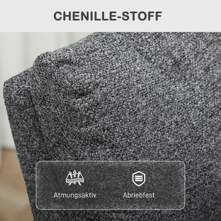 Lænestol, justerbar lænestol med justerbar benstøtte, moderne stuestol med stofbetræk, grå