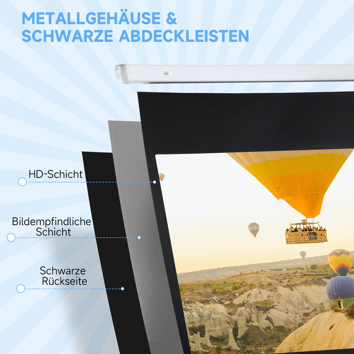 Projektorlærred, 16:9, 84 tommer, fjernbetjening, motor