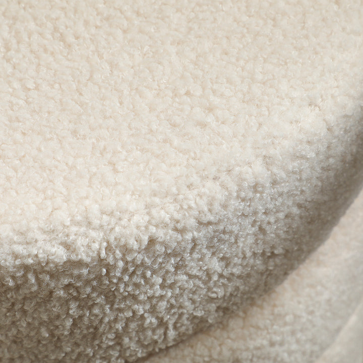 Skammel, rund, teddy fleece, op til 120 kg, ø40x45h cm, beige