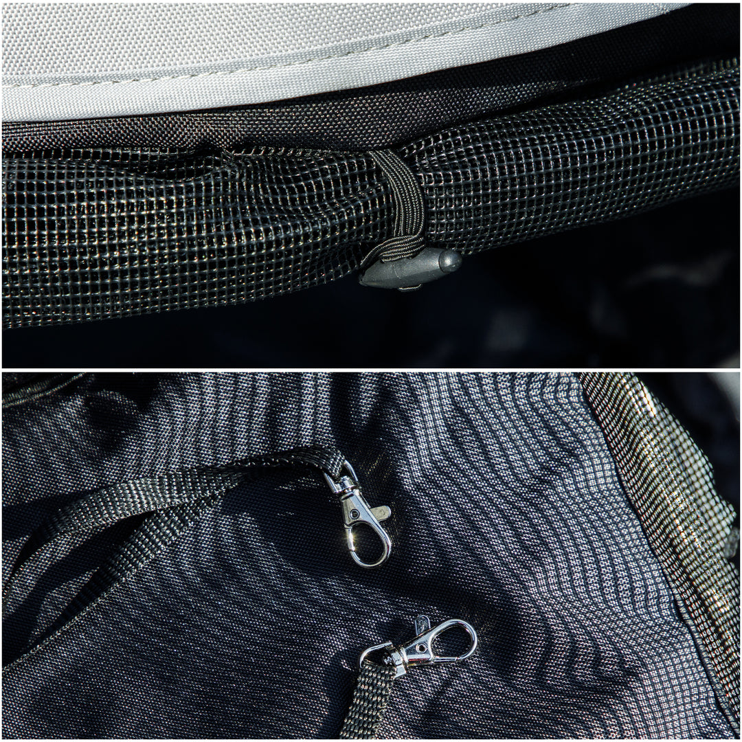 Kæledyrsvogn, sikkerhedsliner, netvindue, 76l x 44b x 103h cm, mørkegrøn