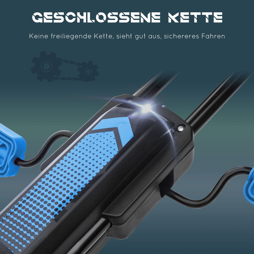 Børne gokart med pedaler og justerbart sæde, indendørs og udendørs, fra 5 år, blå og sort, 121 x 58 x 61 cm