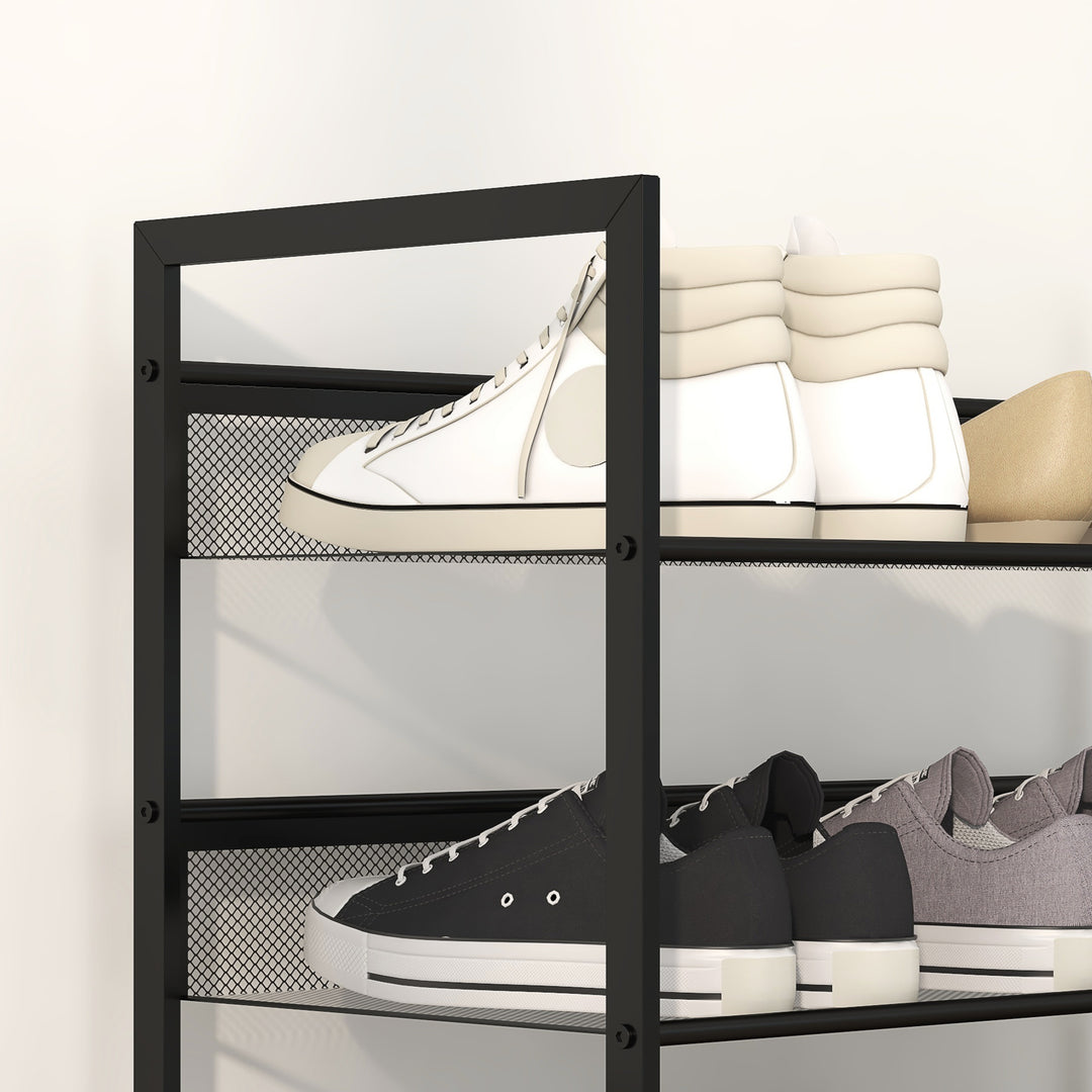 Lille skohylde, høj, smal, 5 hylder, 72 cm x 30 cm x 102 cm, sort