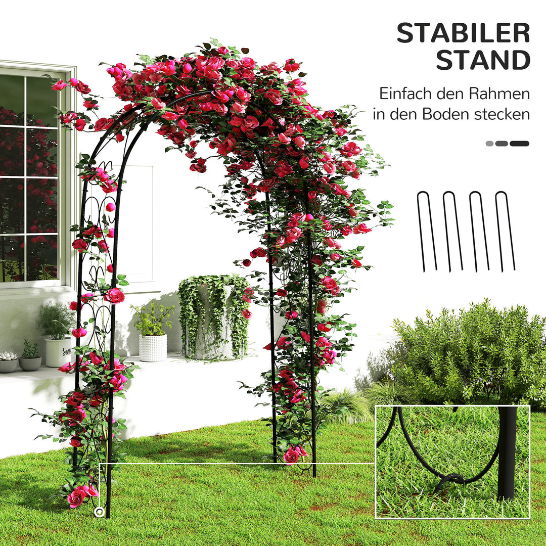 Rogenbogen havebue, vintage design, 125 x 37 x 230 cm, sort