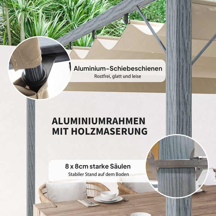 3 X 3 m havepergola, justerbart terrassetag, aluminiumsramme, upf 30+ solbeskyttelse, grå
