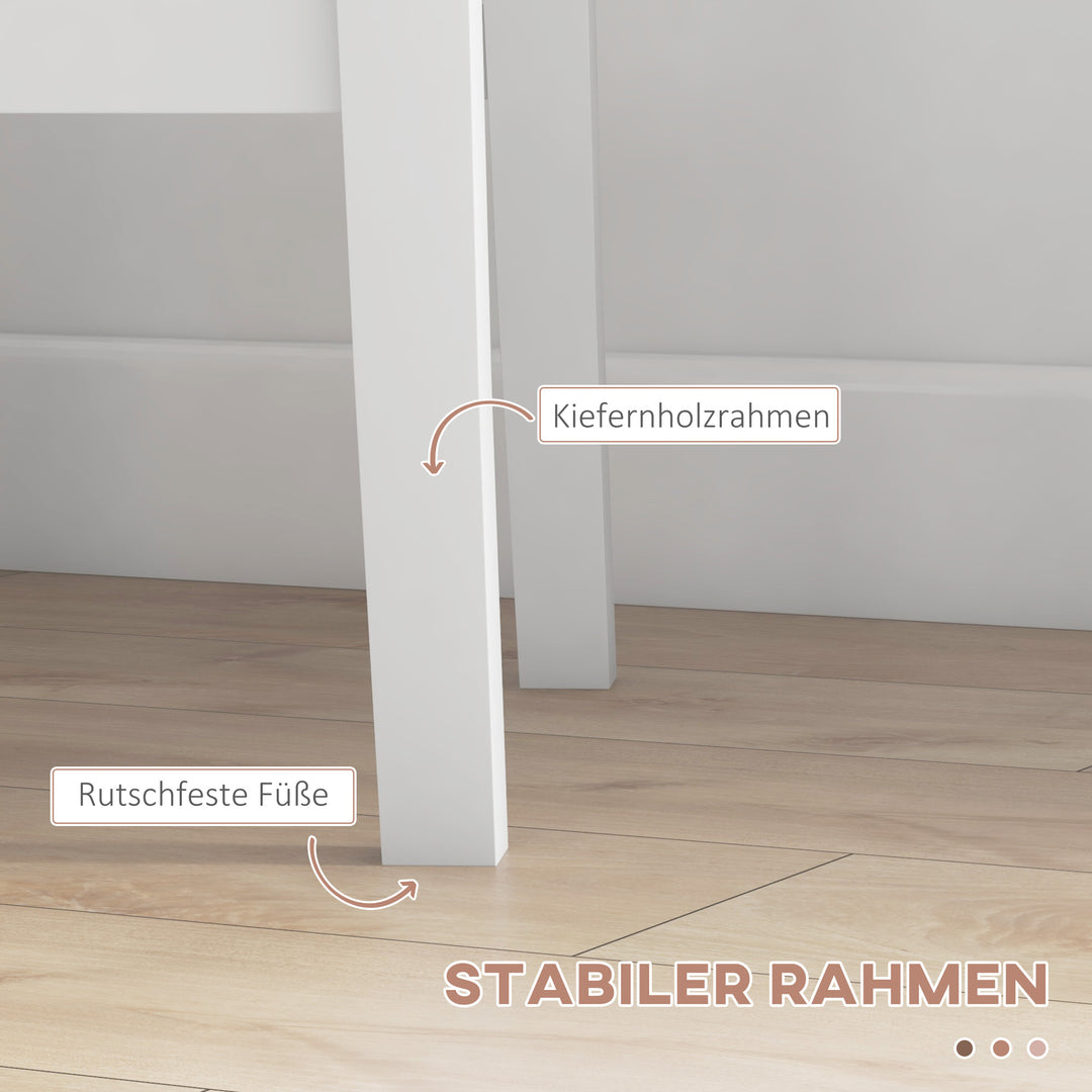 3-Delt spisebordssæt med bord og stole, massivt træ, hvid