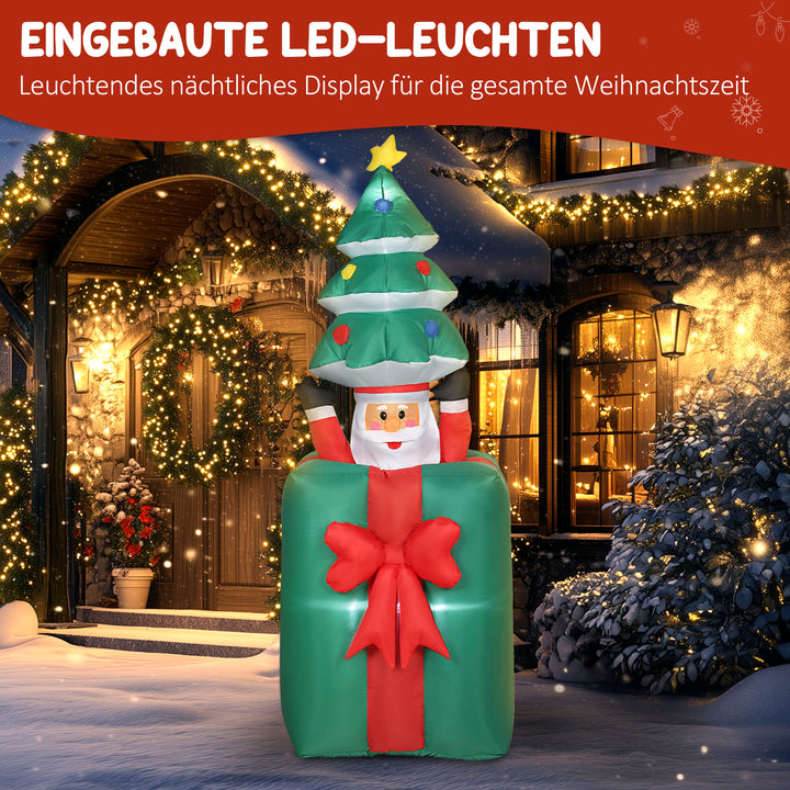Oppustelig juledekoration med LED-lys, polyester, til indendørs og udendørs brug, rød og grøn