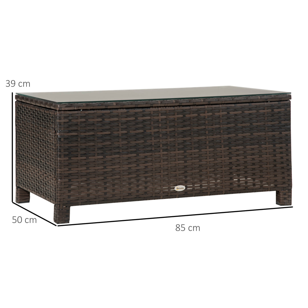Garden sidebord sofabord havebord balkonbord polyrattan brun 85 x 50 x 39 cm